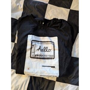 Apple‎ Hello Macintosh Graphic T Shirt Black Short Sleeve Retro Tee